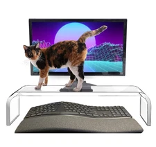 Acrylic Monitor Stand Riser Crystal Clear Monitor Riser, 21 inch large Anti C...