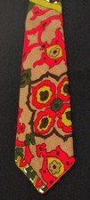 Psychedelic Wide Tie Barkcloth 4.5 in MCM Wild Paisley Vibrant Green Orange 70s