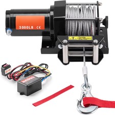 Electric Winch ATV UTV 3000 lb 12V DC with 39ft Steel Cable Wired Remote Control