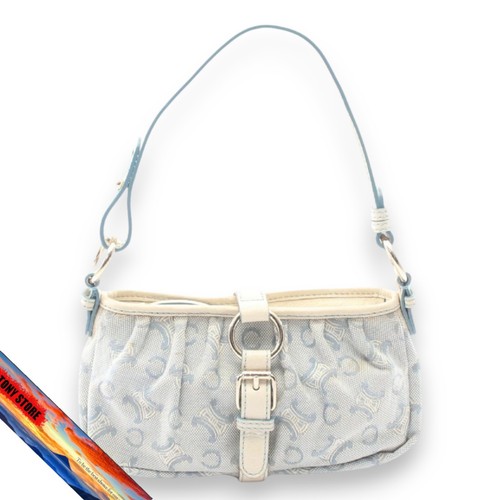 Celine Paris Macadam Canvas Handbag Blue Used