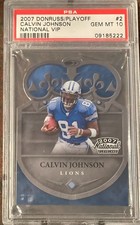 2007 Donruss Playoff National VIP Calvin Johnson #2 PSA 10 Gem Mint Lions RC HOF