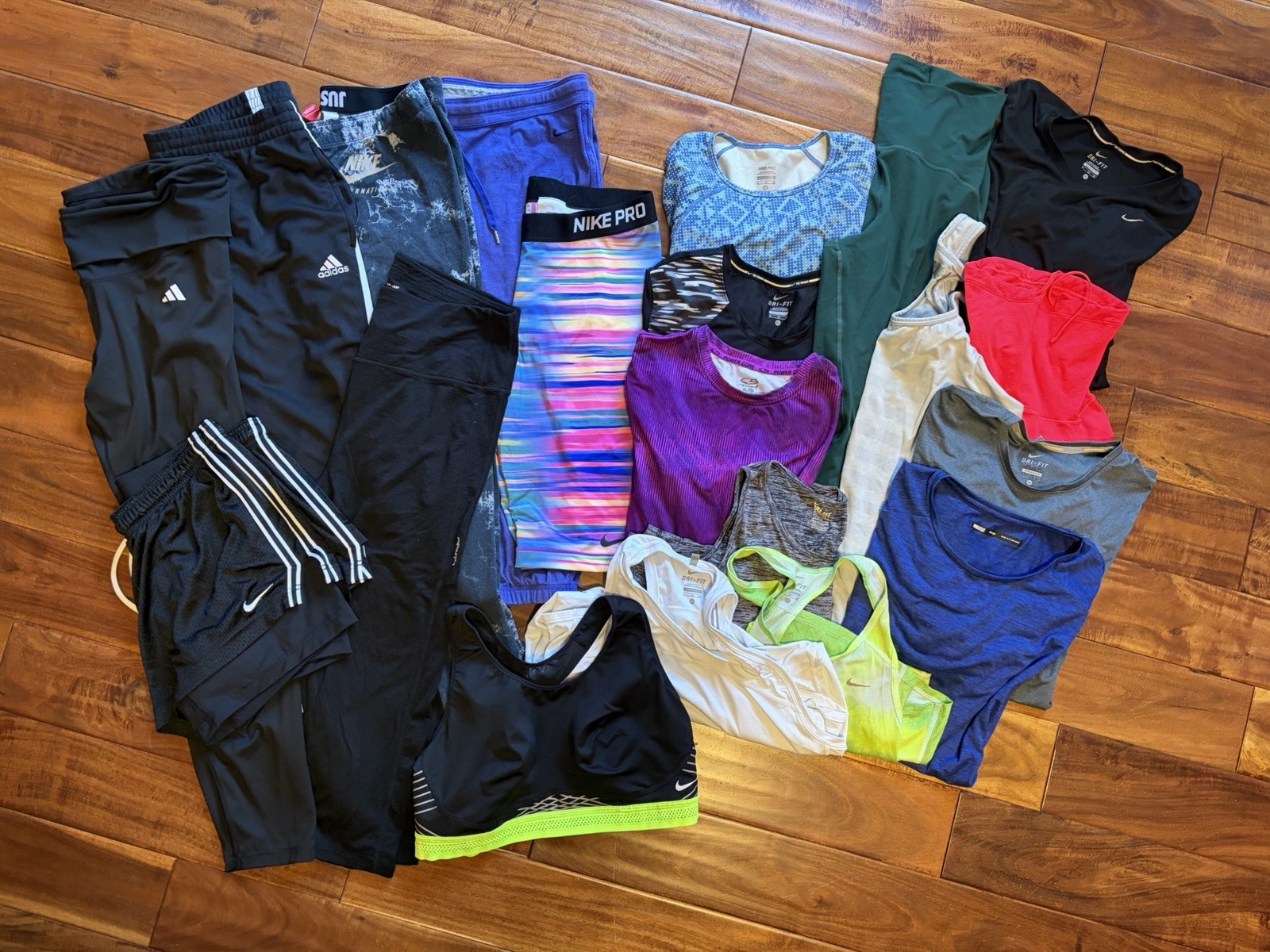Active Wear 20 Piece Pants Shirts Tops Sports Mix Lot Size XL Adidas Nike REI
