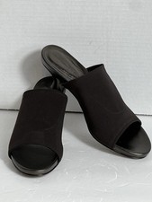 Donald J Pliner Womens Mule Sandals Size 6N Black Crepe Elastic Heel Minimalist