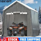 10x10 ft Portable Heavy Duty Outdoor Storage Shed with Roll-up Door & Vent- Gray
