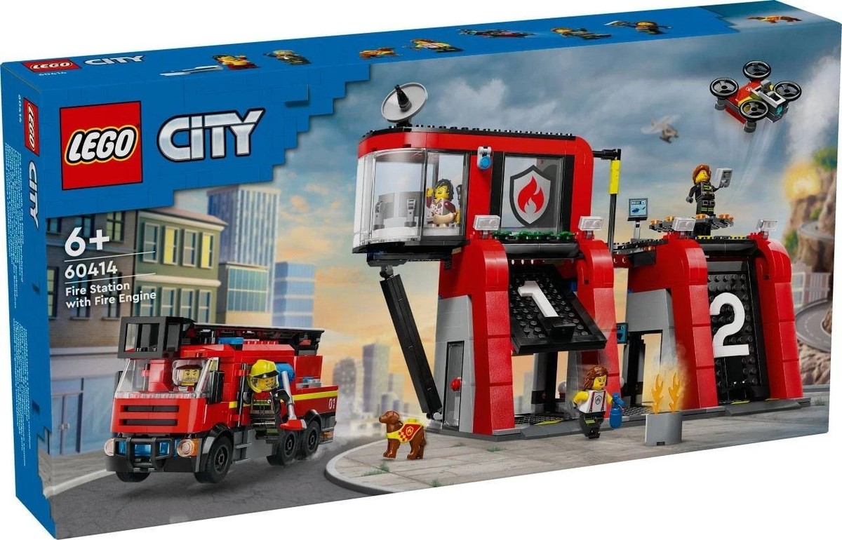 60414 FIRE STATION WITH FIRE ENGINE truck city town legos lego set