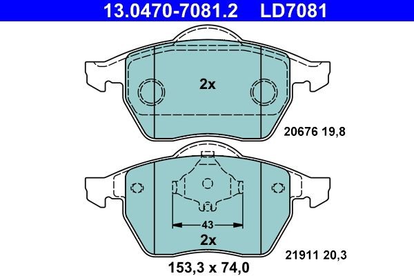 ATE Bremsbelagsatz, Scheibenbremse 13.0470-7081.2 FüR VW Audi Skoda Seat-image