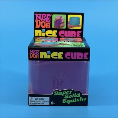 Nee Doh Nice Cube Super Solid Squish Squeeze Toy, Purple (Ages 3+), NICE CUBE