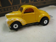 Johnny Lightning HO Lemon Yellow Willys, Auto World Chassis