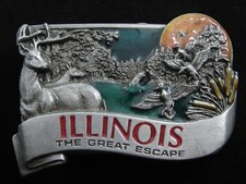 RF03153 NOS VINTAGE 1984 ILLINOIS THE GREAT ESCAPE COMMEMORATIVE BELT BUCKLE