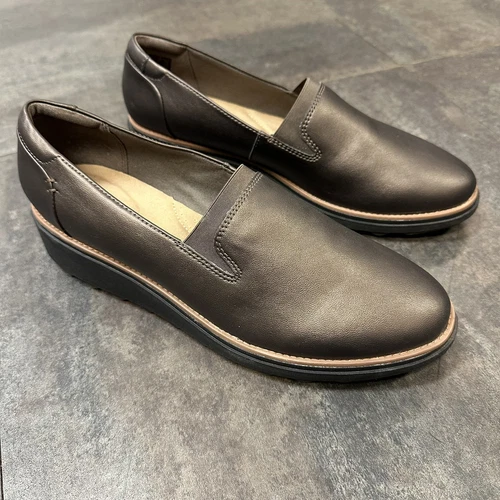 Mocassino donna Clarks Sharon Dolly marrone antico taglia 11 scarpa comoda slip on