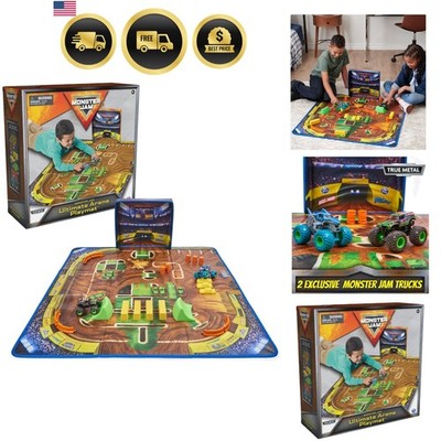 Ultimate Arena Playmat & Storage with 2 Exclusive Monster Trucks, 1:64 Scale,...