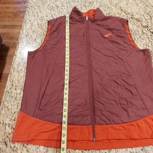 BROOKS Men's Run Happy Running Vest 2XL Purple/Rust Zip-Up Lightweight Packable image 10
