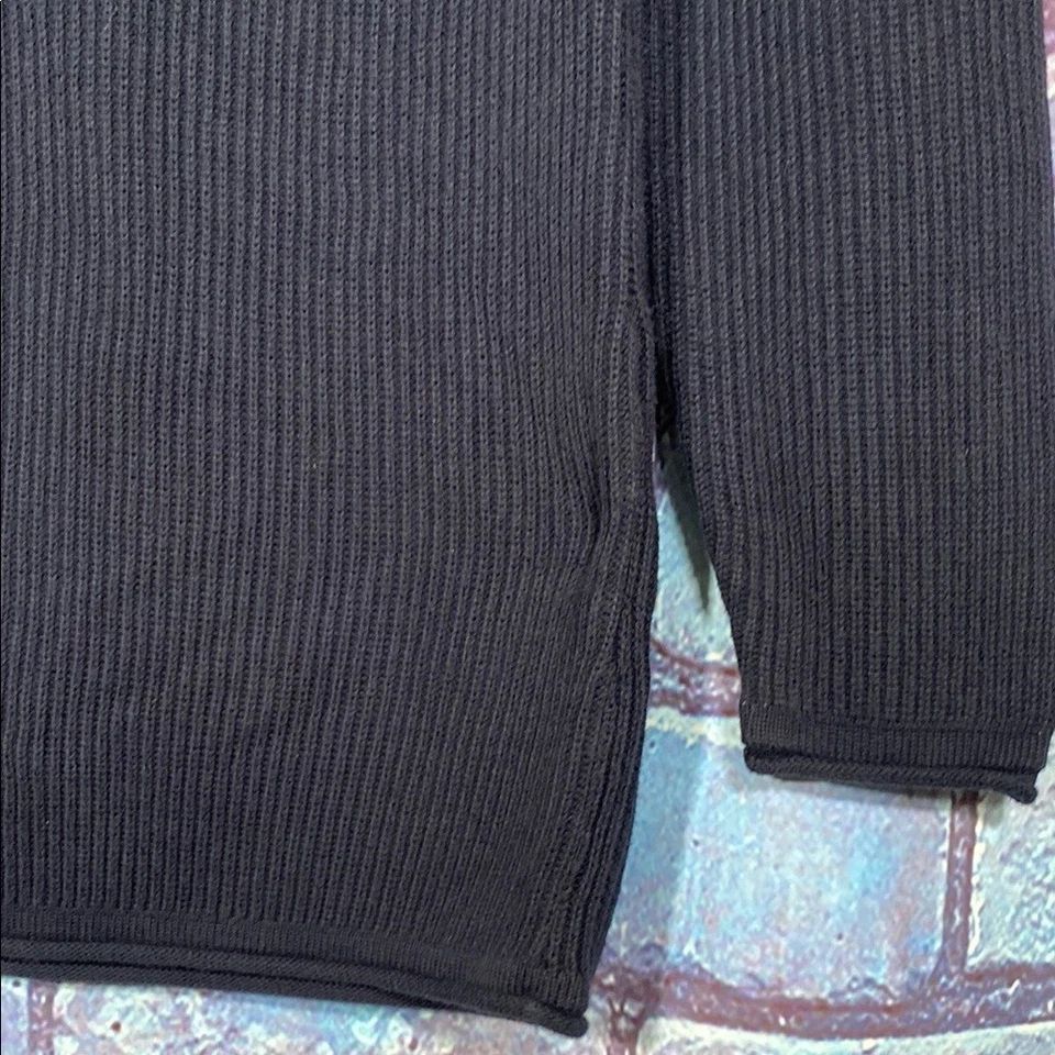 Lacoste Ribbed Knit Pullover Sweater Women’s 42 M Navy Cotton Long Sleeve Top - Image 4 of 4