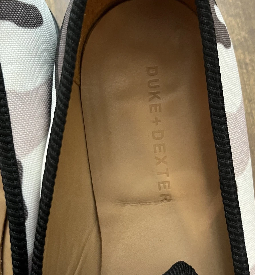 Mocasines sin cordones Duke & Dexter hechos en Inglaterra para hombre gris blanco camuflaje lona talla 9 Foto 4 de 4