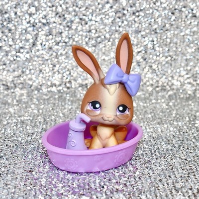 Littlest Pet Shop Authentic LPS #434 Brown Bunny Halloween Tube Purple Eyes