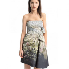 VALENTINO Artistic Floral Paint Design,Corset,Bow,100% Silk dress Sz 10