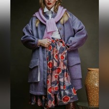 Love Binetti Floral Maxi Wrap Dress Lavender With Red Floral Print Size Medium