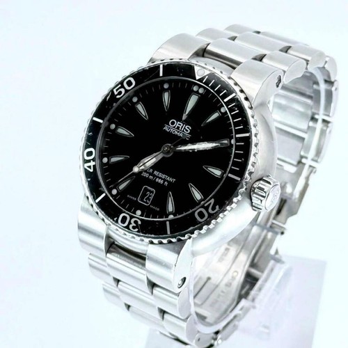 Orologio Uomo Automatico ORIS Diver's Date 7533 Quadrante Nero Lunetta Girevole Argento - Foto 2 di 10