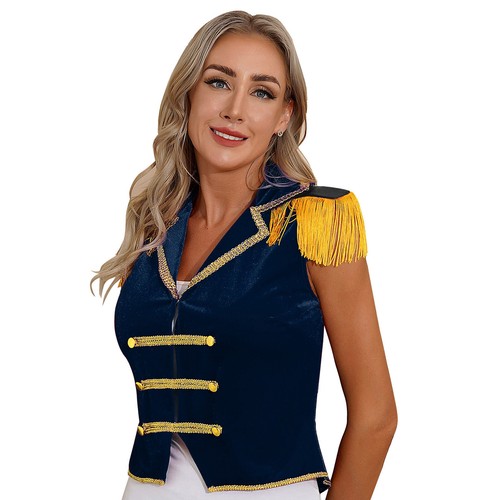 Mujeres Chaleco de Terciopelo Halloween Circo Ringmaster Disfraz Chaleco Ropa Chaqueta - Imagen 30 de 42