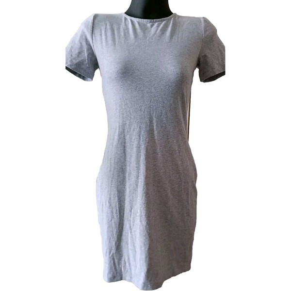 MISS SHOP Grey T-Shirt Dress 8 Women Mini Cotton Bodycon Short Sleeve Casual
