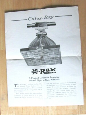 1920 BROCHURE COLOR-RAY WINDOW STORE DISPLAY LIGHT NATIONAL X-RAY REFLECTOR CO
