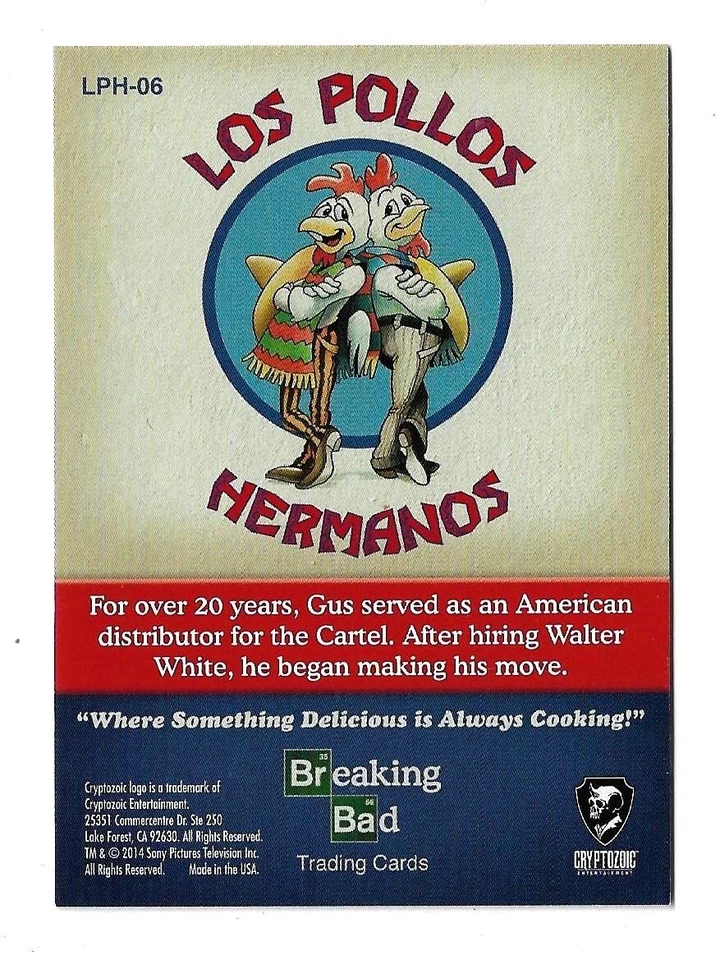 2014 Cryptozoic Breaking Bad Seasons 1 - 5 Los Pollos Hermanos LPH-06 Gus Fring - Photo 2/3