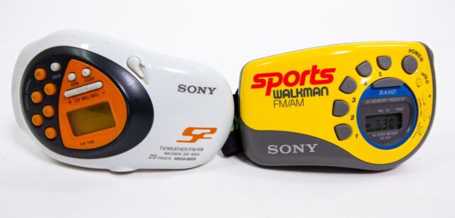Sony Walkman Yellow FM/AM Sports Radio SRF M78 And SRF-M80V Lot Of 2