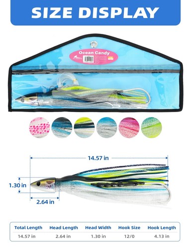 BLUEWING Ocean Candy Big Game Trolling Lure 14.5in US Seller - Picture 14 of 42