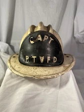 Vintage E.D. Bullard Hard Boiled Fire Dept Helmet Leather Mid 20th Century.