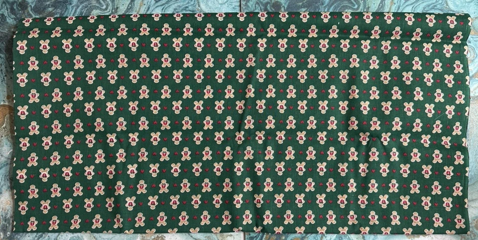 Gingerbread Man Christmas Fabric Cotton Quilting Crafting 2 Yards Vintage - Image 2 of 3