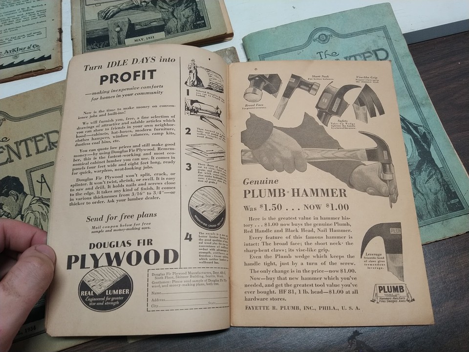 The Carpenter Lot 12 Vintage 1931 Wood Work Craft Tool Advertising