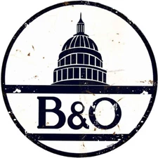 B&O Railroad Rustic 14" round Metal Sign