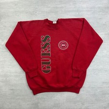 Vintage 90s Guess Jeans Sweatshirt Size XL Red Logo Crewneck Pull Over