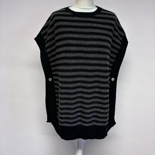 The White Company Poncho Jumper Size Small Medium Grey Black Wool Cashmere