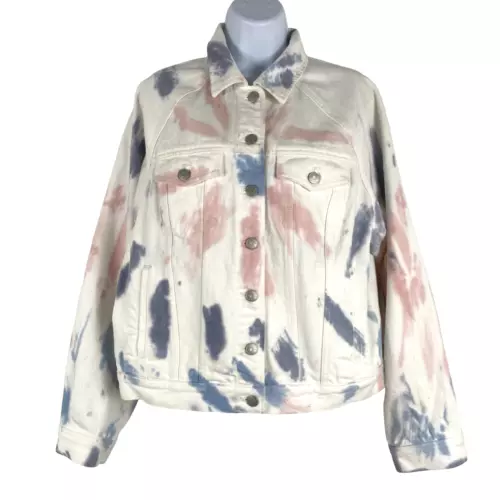 Madewell The Raglan Oversized Jean Jacket Tie Dye Medium Cotton CJ-1217