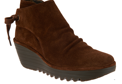 FLY London Suede Ruched Ankle Boots 