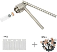 20 mm Vial Crimper Manual Sealer Hand with 10 Set of 10ml Vials + Stopper + Caps