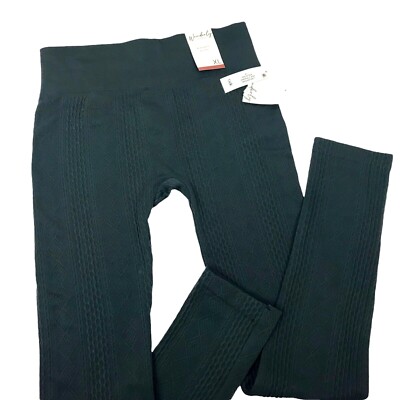 WONDERLY STUDIO Fleece Knit Leggings Womens XL Poly Stretch Emerald Green NWT