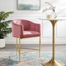 Modway Savour Tufted Performance Velvet Counter-Height Bar Stool in Dusty Rose