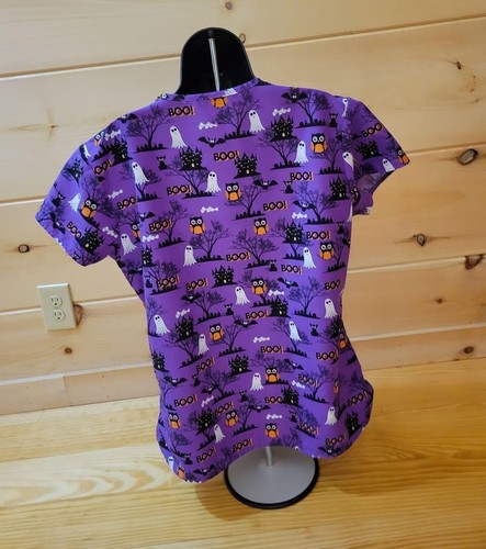 Halloween Purple Scrub Top Size Medium Uniforms Workwear - Picture 7 of 12