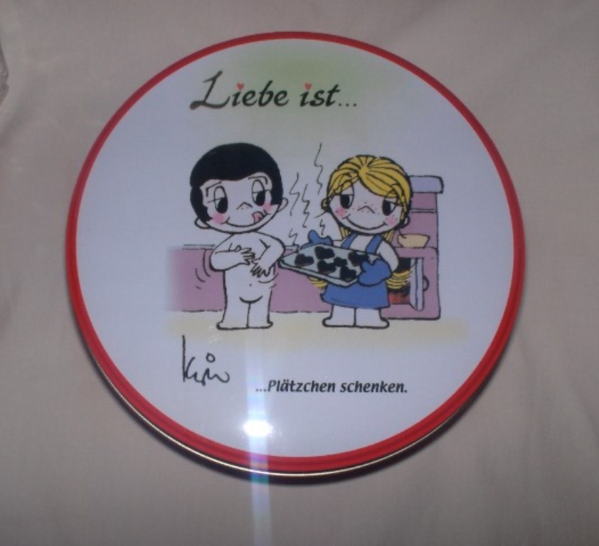 Liebe ist..... Plätzchen schenken Keksdose ca.20cm DM 2. Wahl RARITÄT,Lizenz