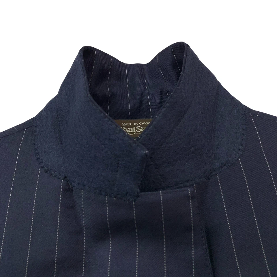 Mens 42 XL Paul Stuart " Tailored Fit " Navy Blue Pinstripe Wool Super 110's - Image 4 of 4