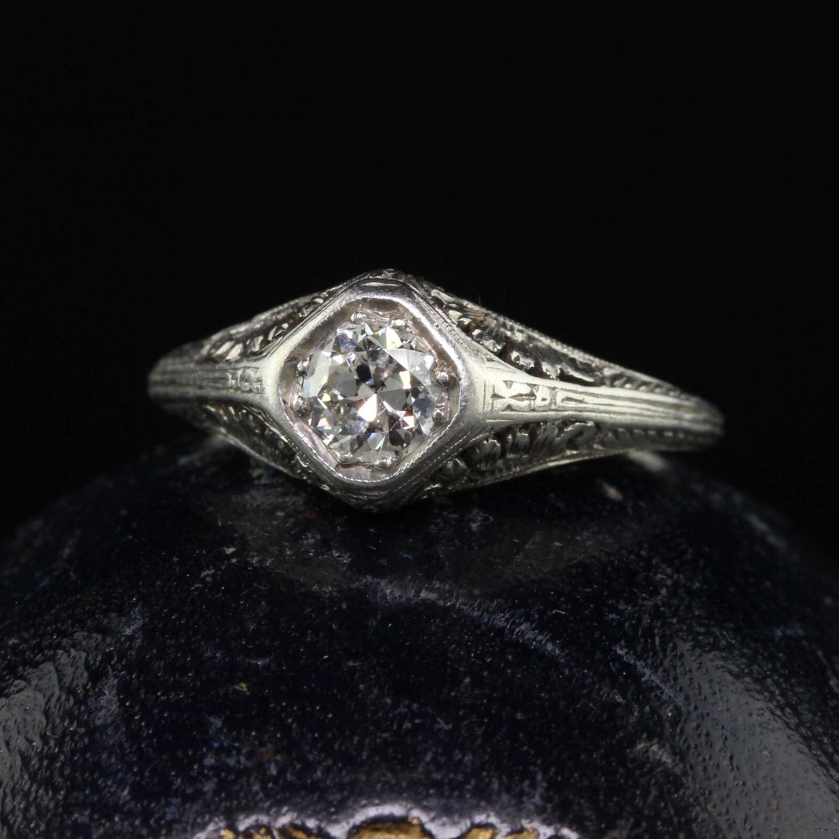 Beautiful Antique Edwardian Sterling Silver Moissanite Filigree