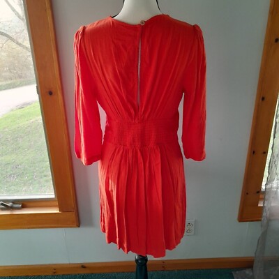 Free People Plunge Front Linen Dress Red/Orange Large NWT | eBay