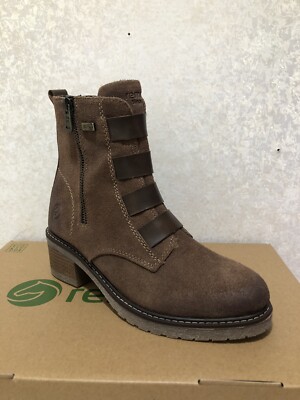 Remonte Aida 76 Side Zip Leather Ankle Boots in Brown Size 36
