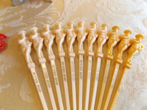 29 JACK DANIELS WHISKEY RED / WHITE / BLUE FIGURAL SWIZZLE STICKS W/ MCM HOLDER - Picture 6 of 14