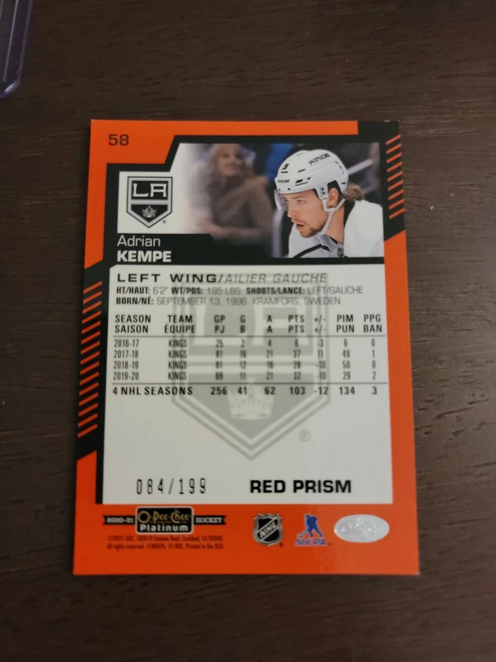 2020-21 O-Pee-Chee Platinum Adrian Kempe Red Prism Kings /199 !!!🔥🔥 - Image 2 of 2