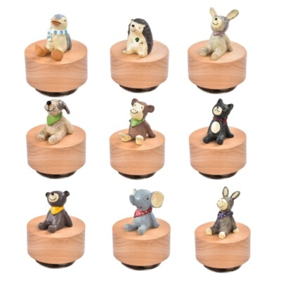 Rotating Music Box with Animal Toy Hand Crank Musical Decors for Party Supplies