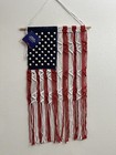 Macrame American Flag Rope Beaded Wall Hanging 14”L x 26”W NEW FREE SHIPPING — photo 5