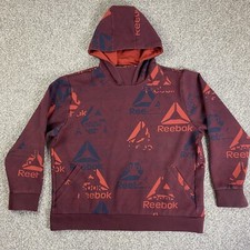 Reebok Hoodie Sweatshirt Mens 2XL Maroon Red Classic Graphic Logo High Neckline
